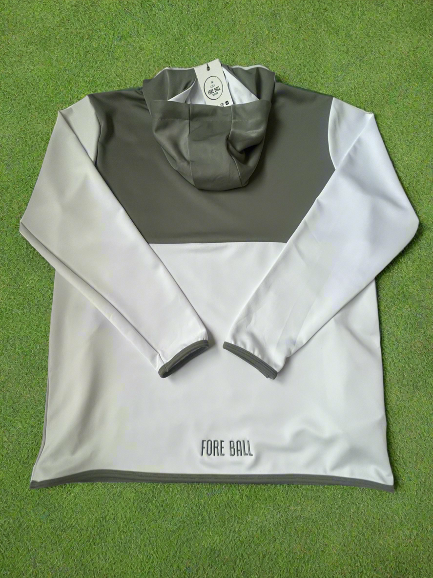 1/4 Zip Hoodie White & Grey