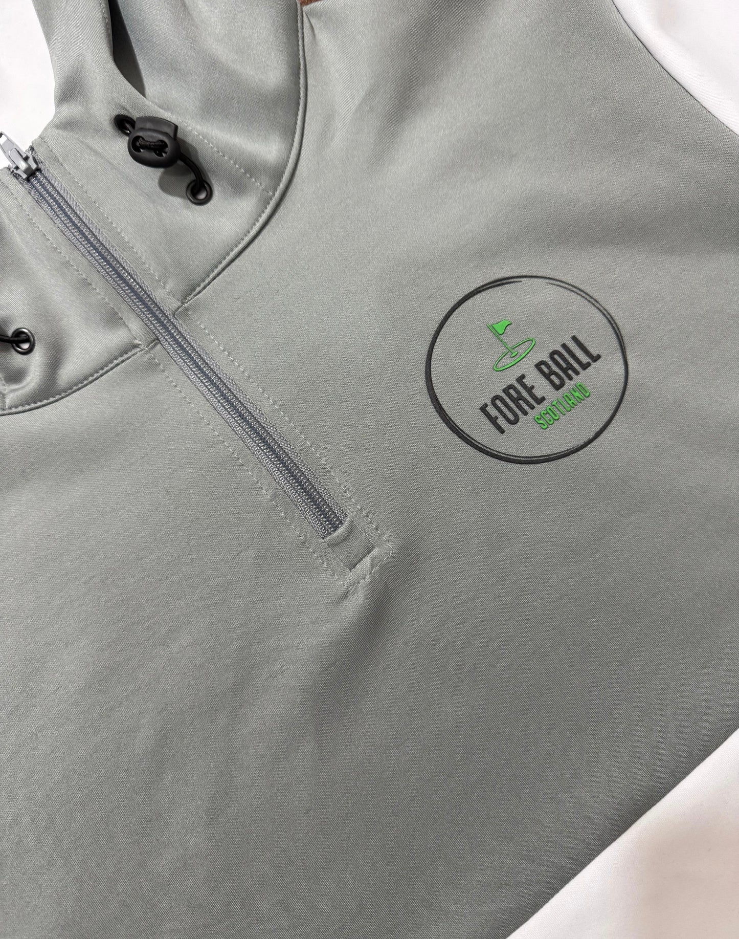 1/4 Zip Hoodie White & Grey